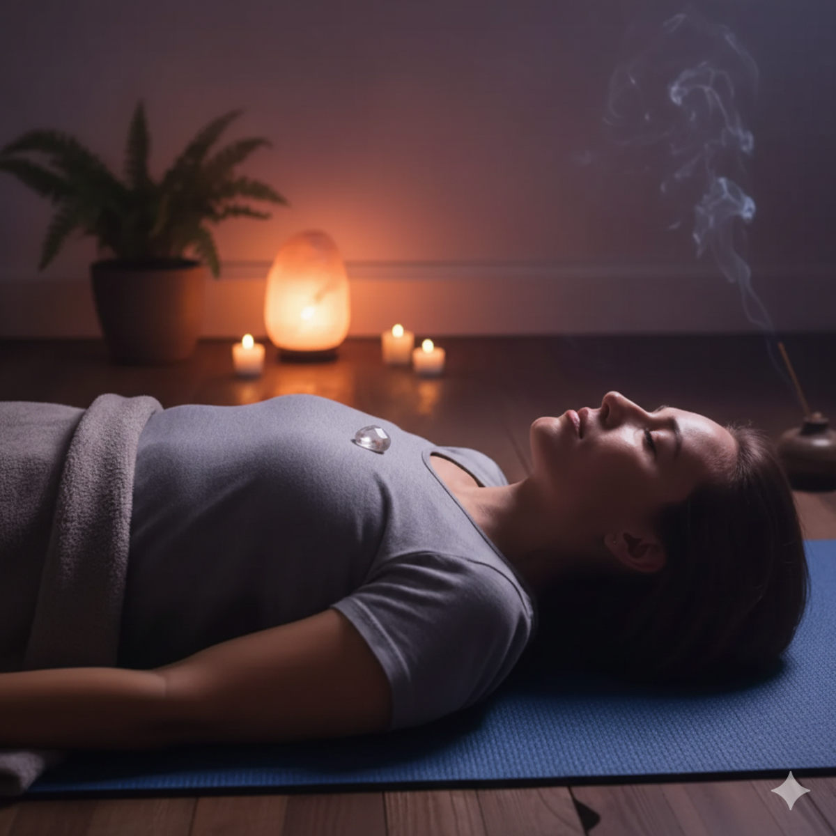 Méditation scan corporel avec quartz clair sur le chakra du cœur