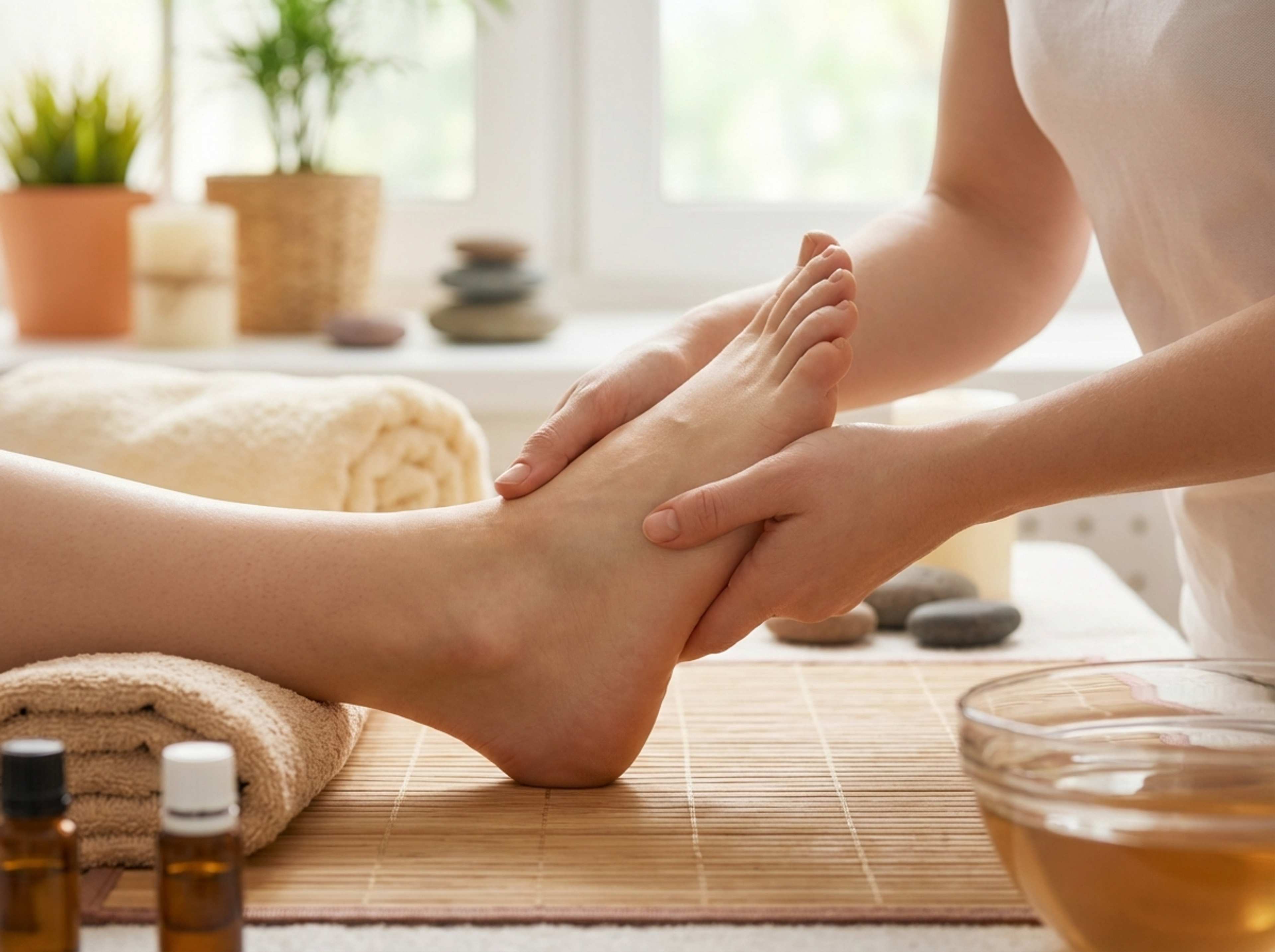 Réflexologie – stimulation des points réflexes du pied
