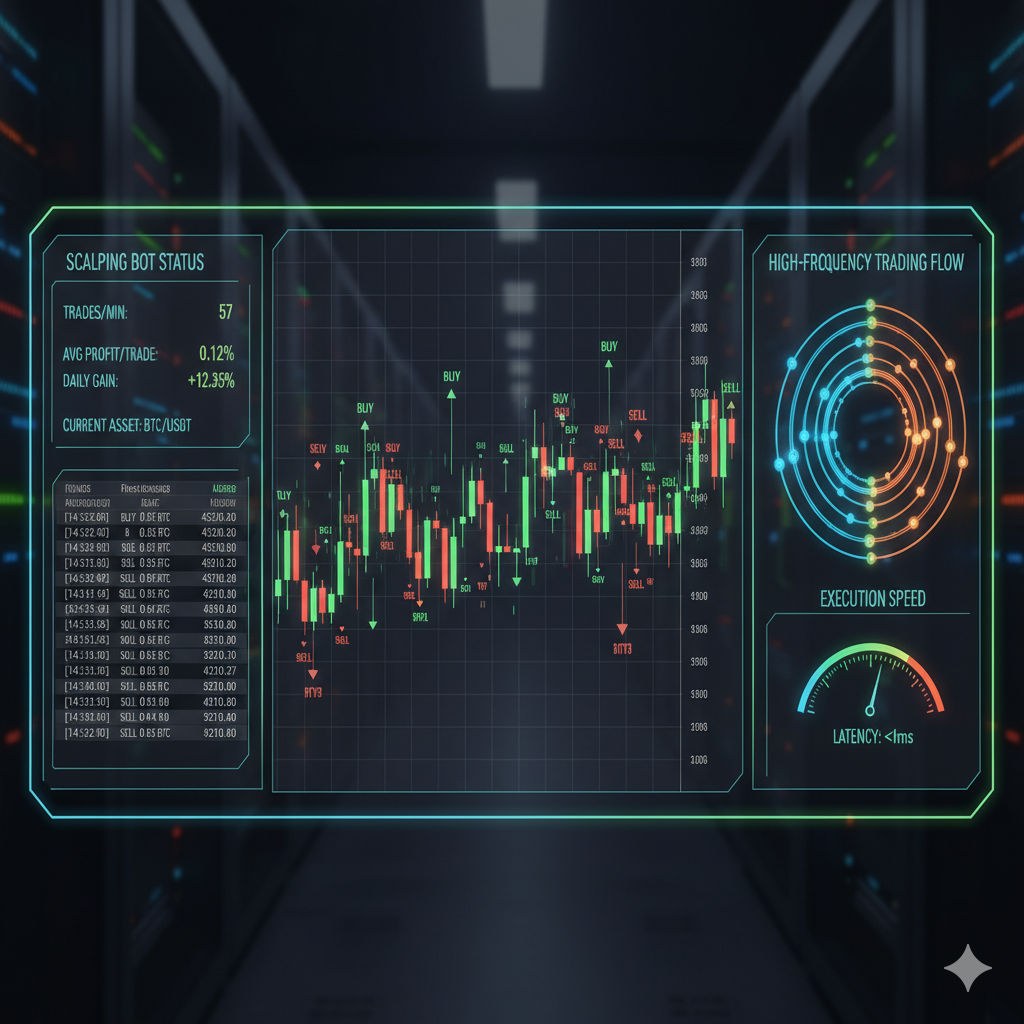 Scalping bot digital dashboard for high-frequency trading