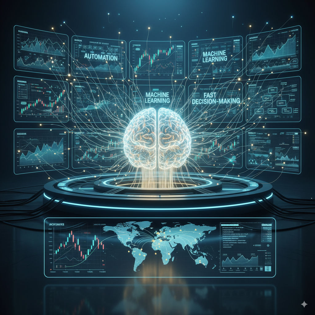 AI brain illustrating algorithmic trading automation and machine learning