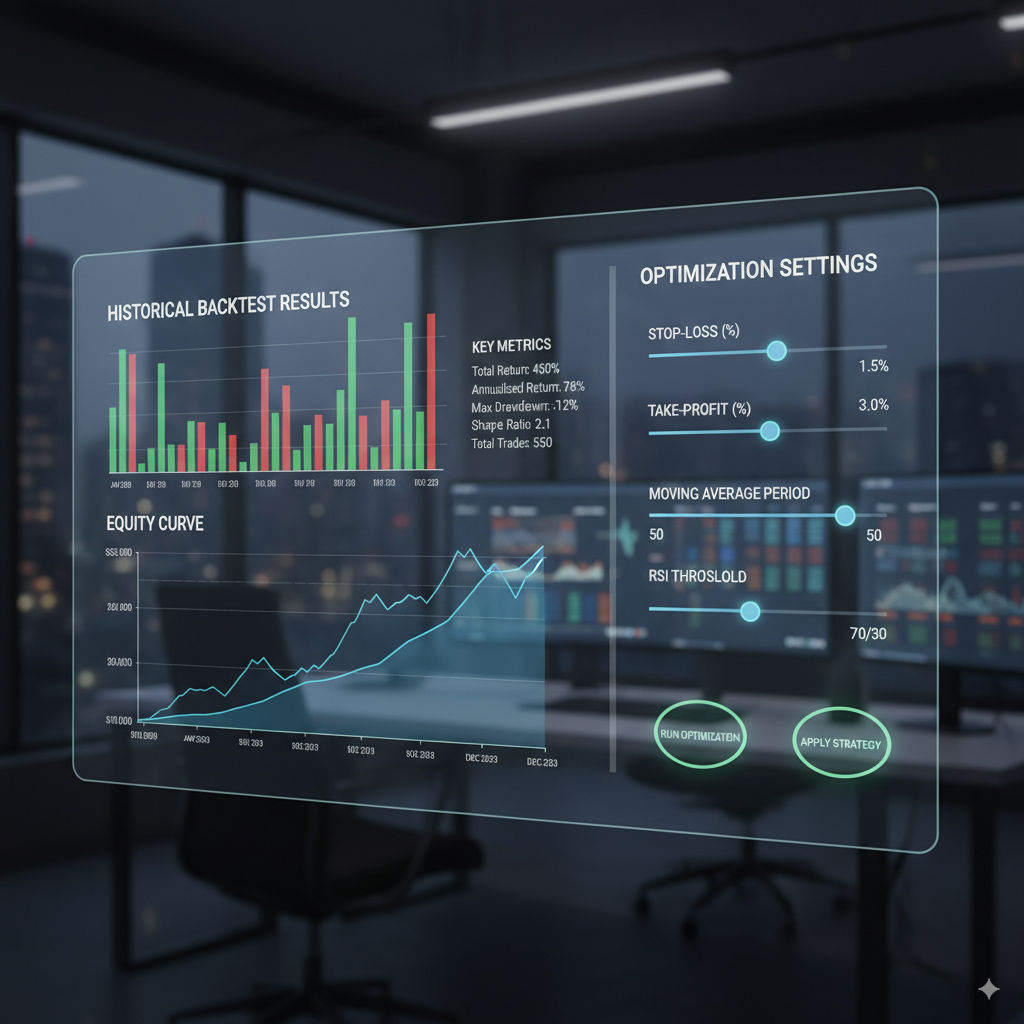 Automated trading backtest results dashboard