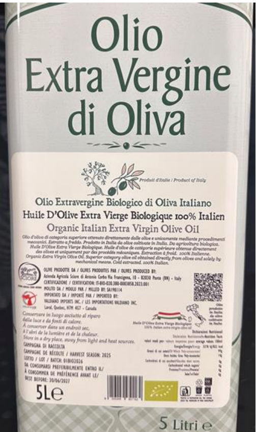 Organic Extra Virgin Olive Oil from Campania