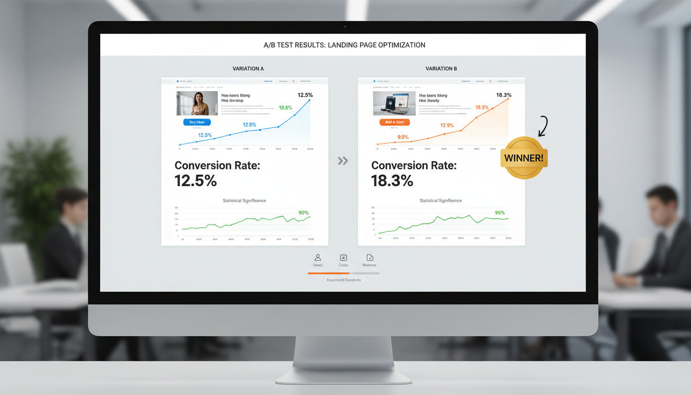 A/B testing tools comparing website variations with conversion rate metrics