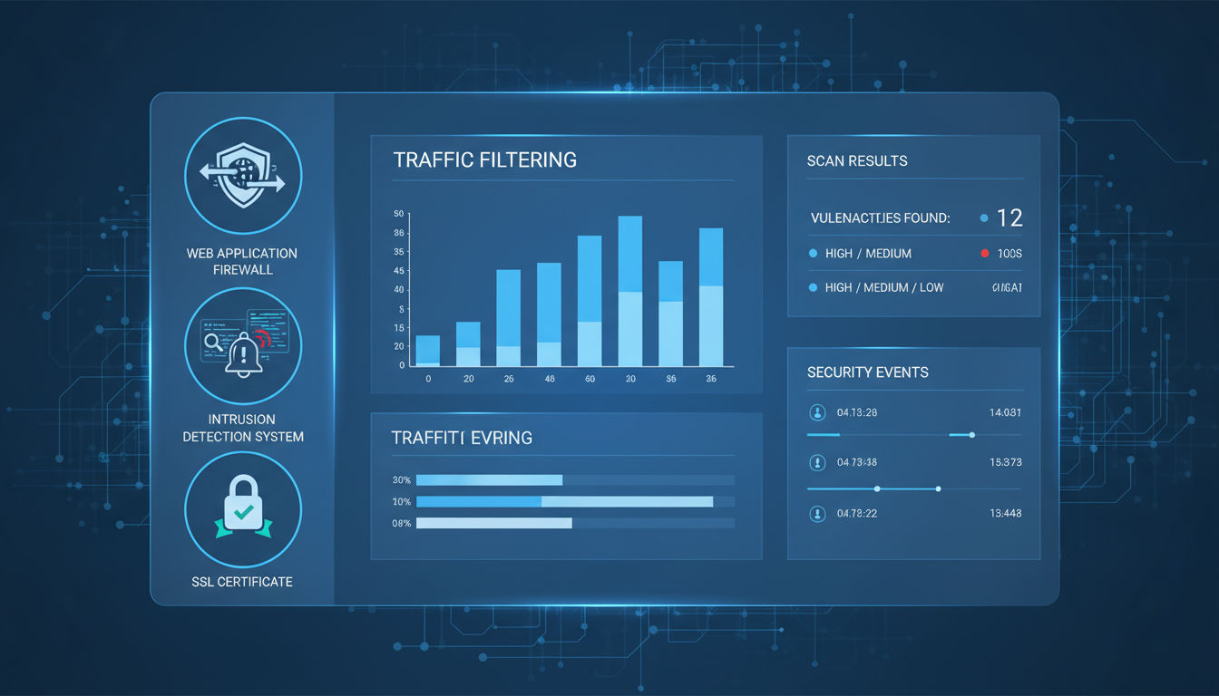 Application security tools including WAF, security scanners, and SSL certificates