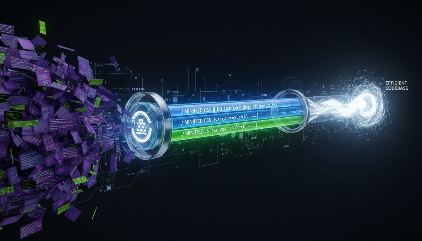 Code optimization and minification process for CSS, JavaScript, and HTML