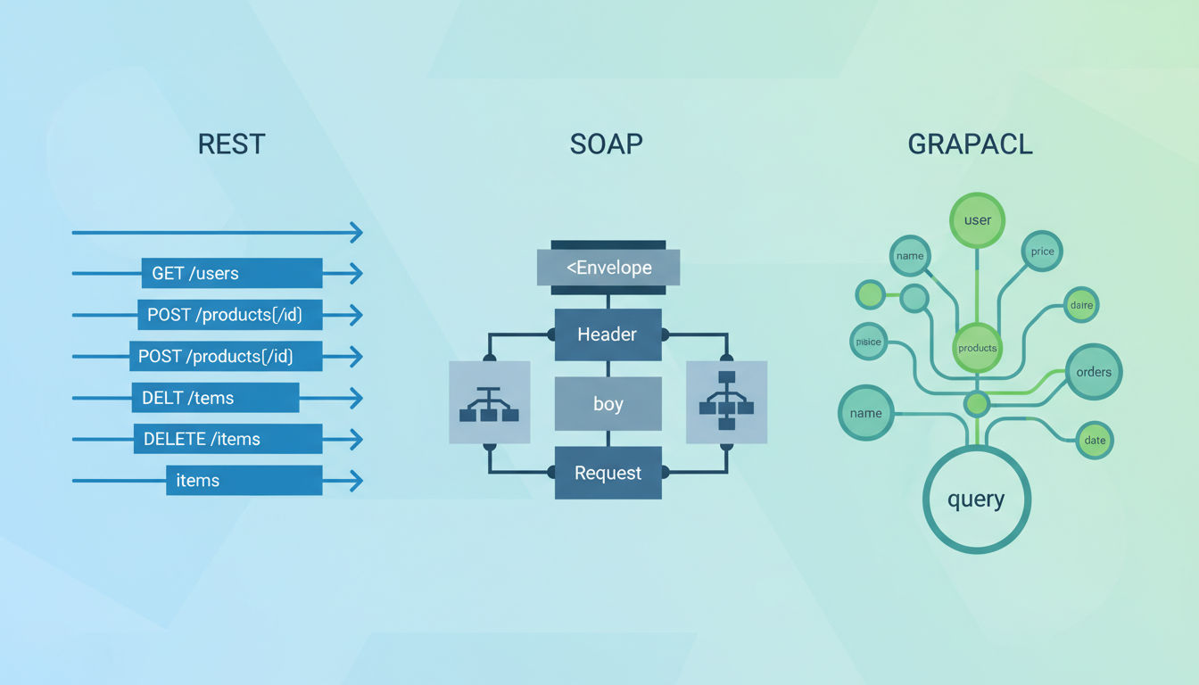 Comparaison des types d'architecture API REST, SOAP et GraphQL