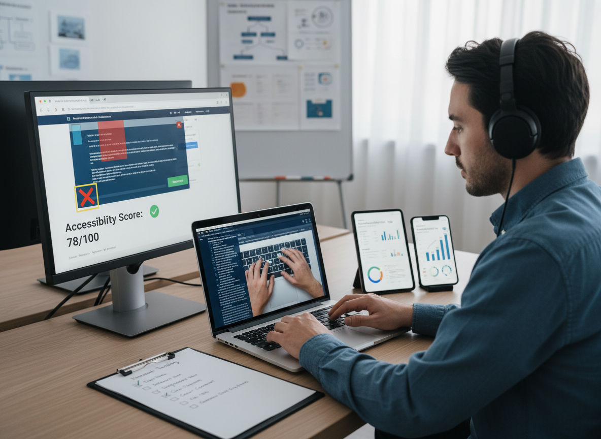 Comprehensive web accessibility testing using automated tools, manual procedures, and screen reader technology