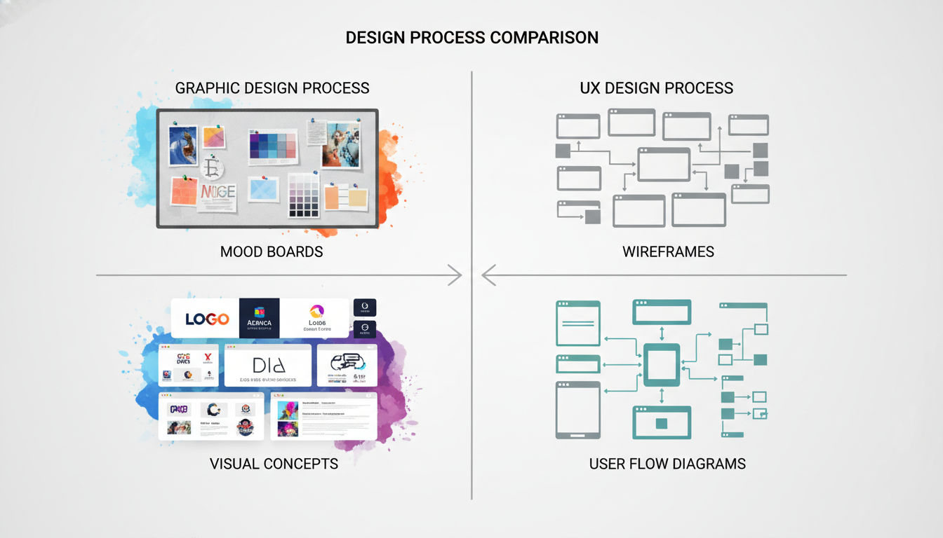 Core differences between graphic design and UX design processes and methodologies