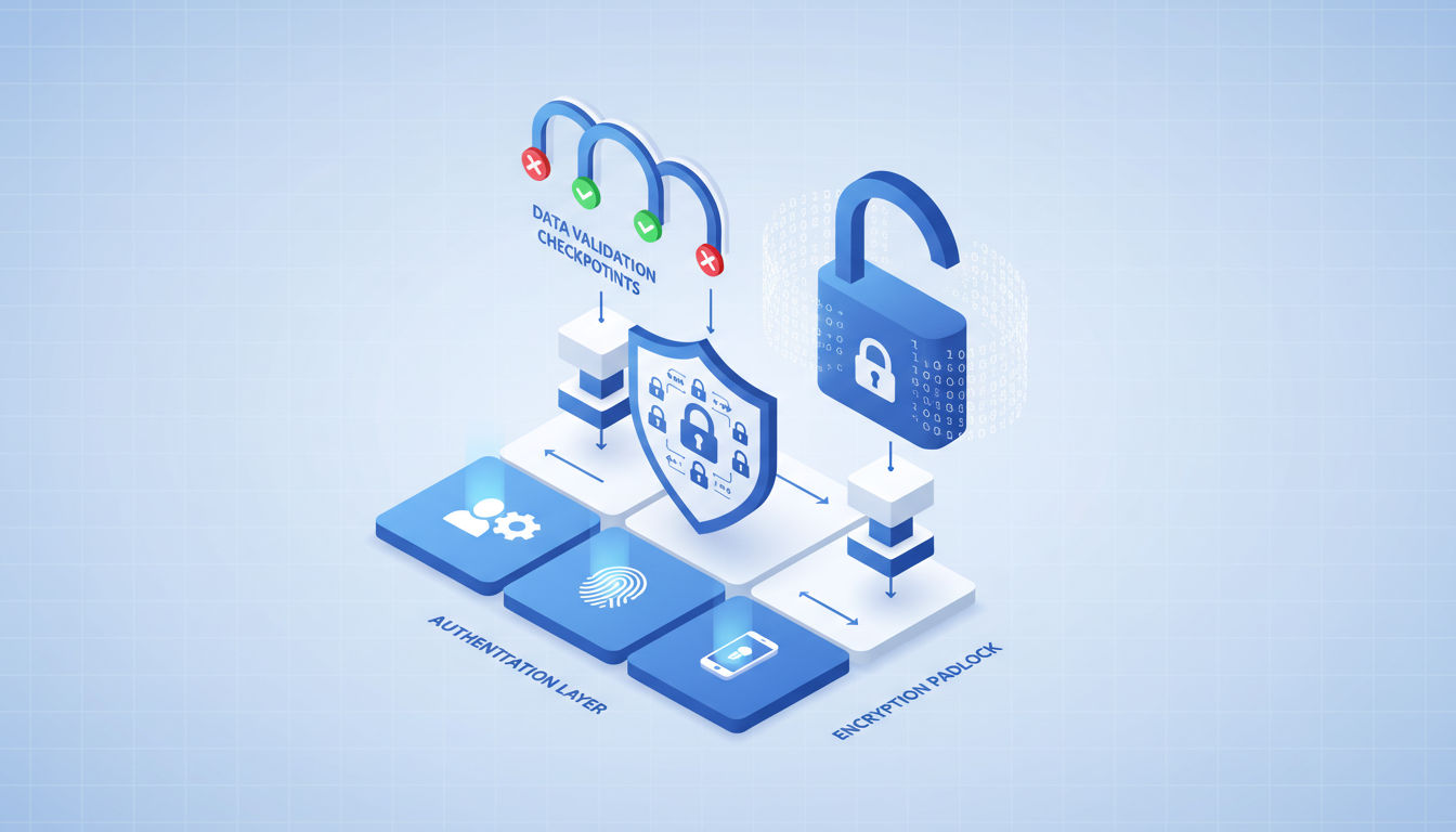 Fundamental components of web application security including authentication, authorization, and encryption layers