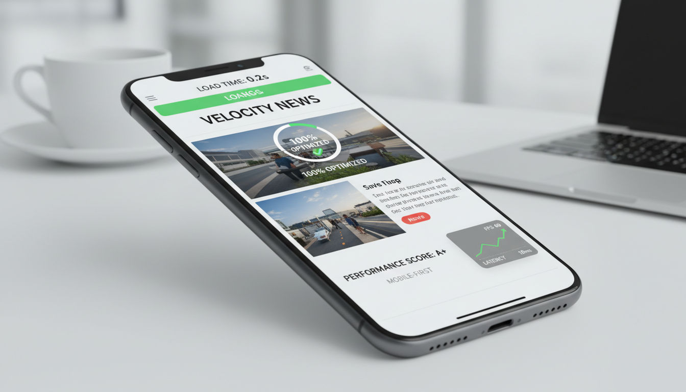 Mobile speed optimization showing fast page load performance on smartphone