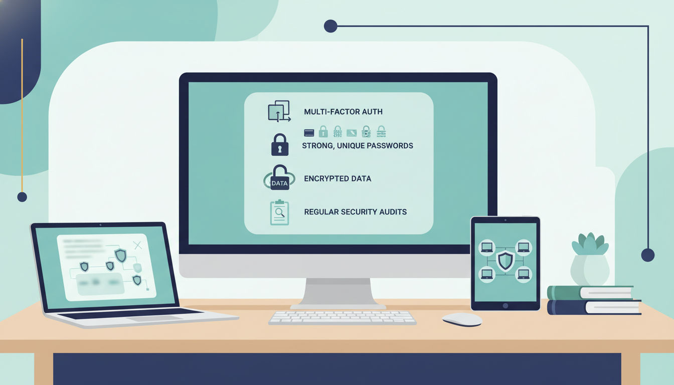 Security best practices for web applications including authentication and encryption