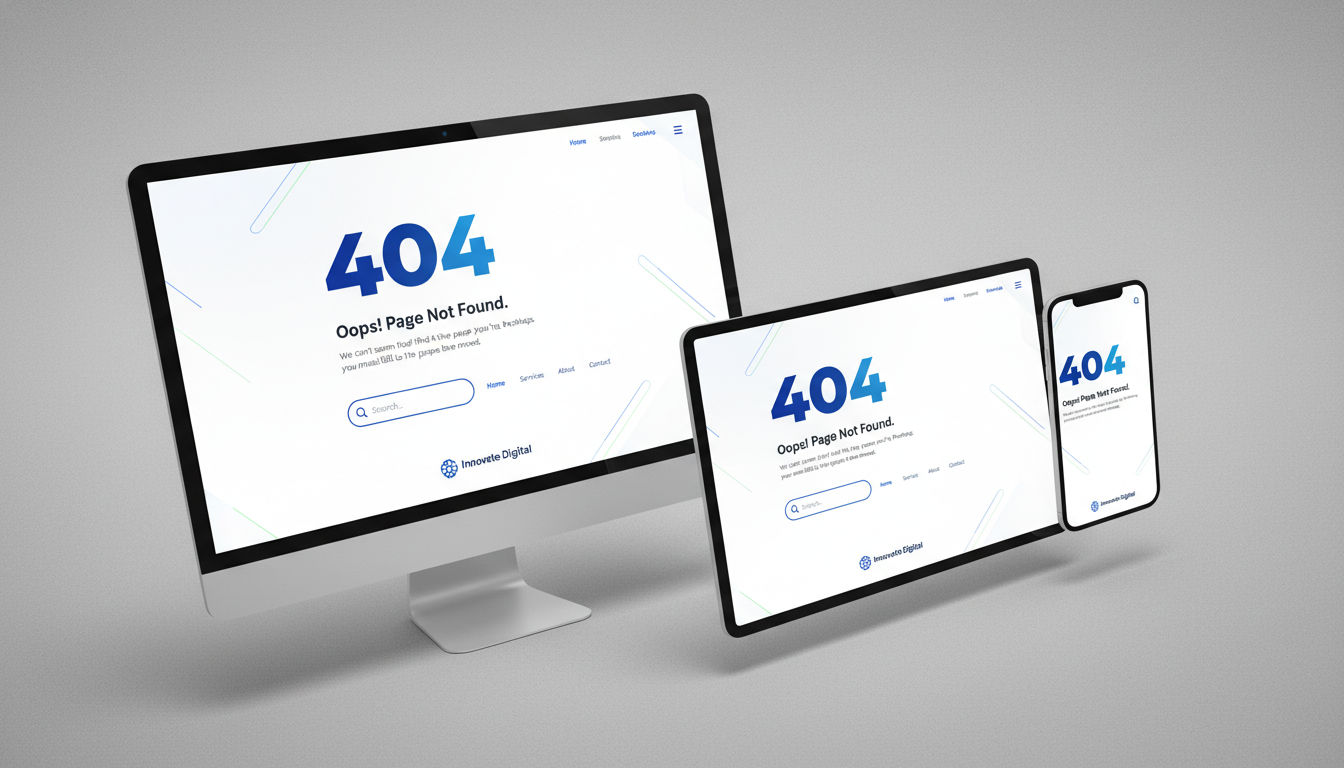 SEO-optimized 404 error page design with user-friendly navigation and search functionality
