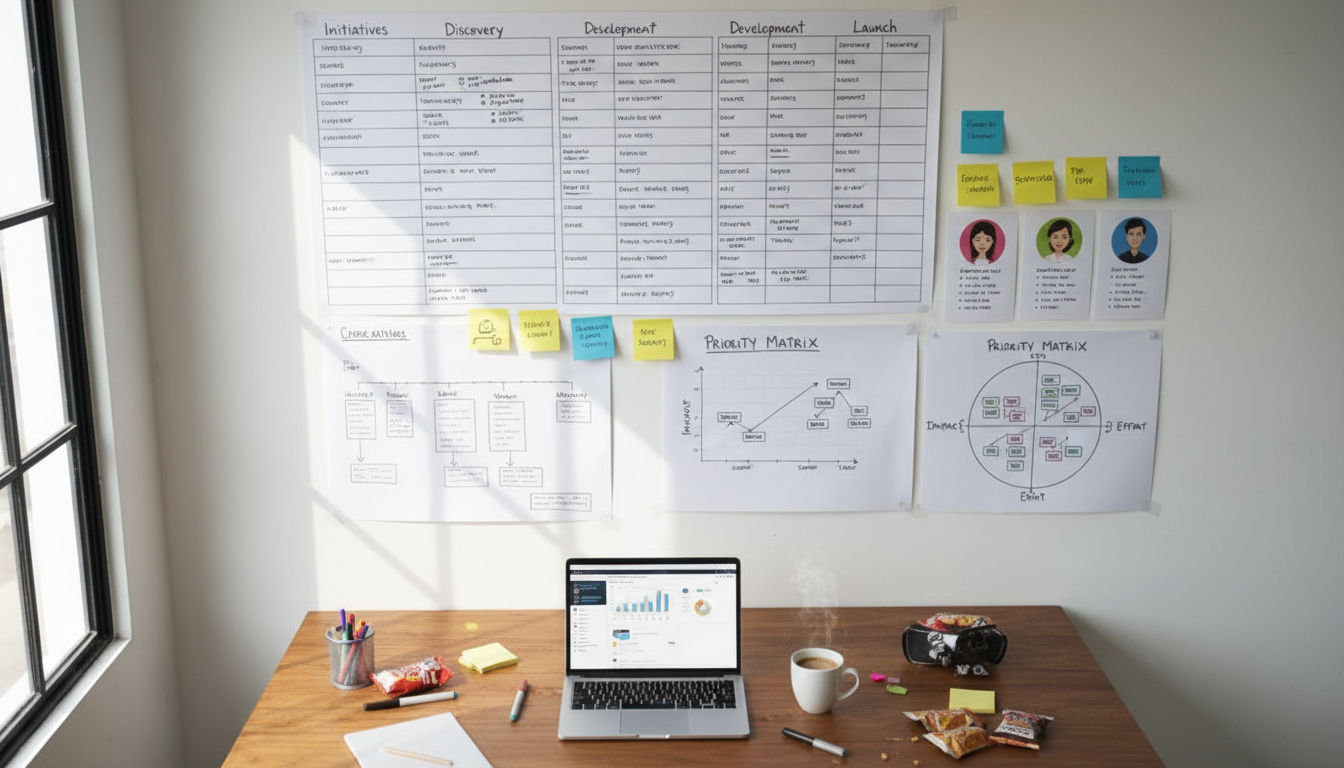Strategic planning session for MVP development with roadmap and user research