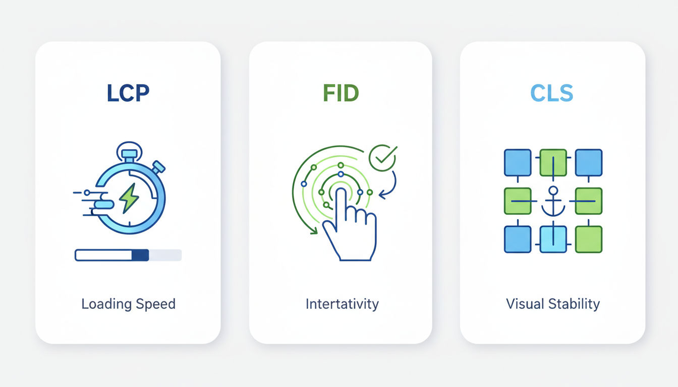 Three Core Web Vitals metrics: LCP, FID, and CLS explained