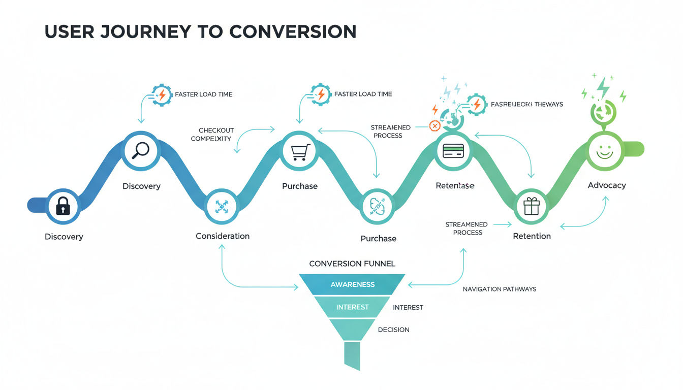 User journey mapping for conversions showing touchpoints and optimized pathways
