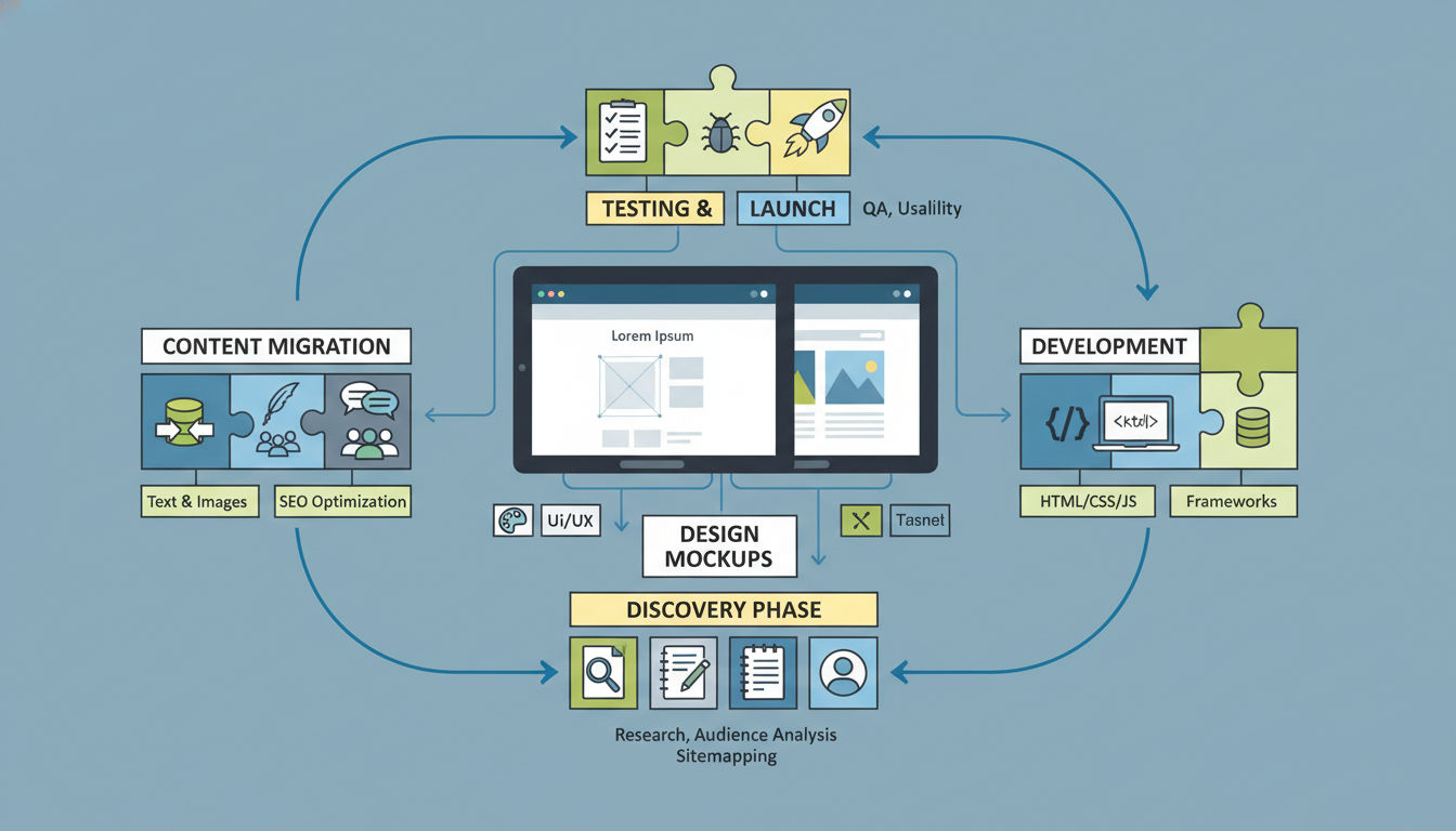Visual breakdown of components included in a comprehensive website redesign quote