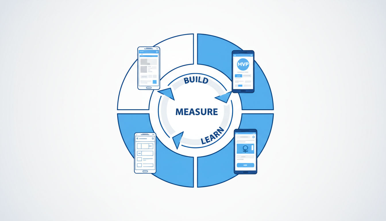 Visual representation of minimum viable product development fundamentals and iterative process