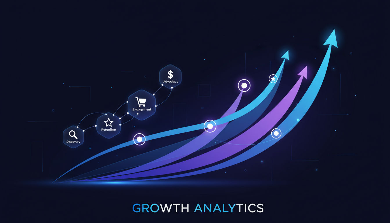 Visual representation of SaaS business growth metrics and customer journey analytics