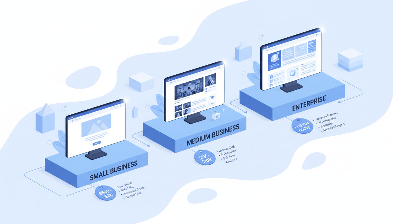 Website redesign cost breakdown showing different pricing tiers for 2026