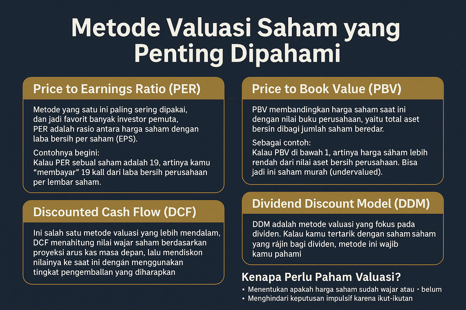 Kenali 4 Metode Valuasi Saham untuk Investasi yang Lebih Cerdas Kenali 4 Metode Valuasi Saham untuk Investasi yang Lebih Cerdas