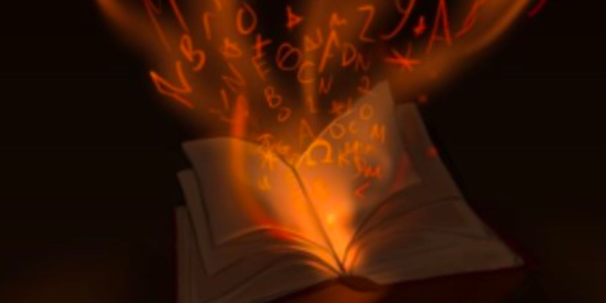 Book with words floating out