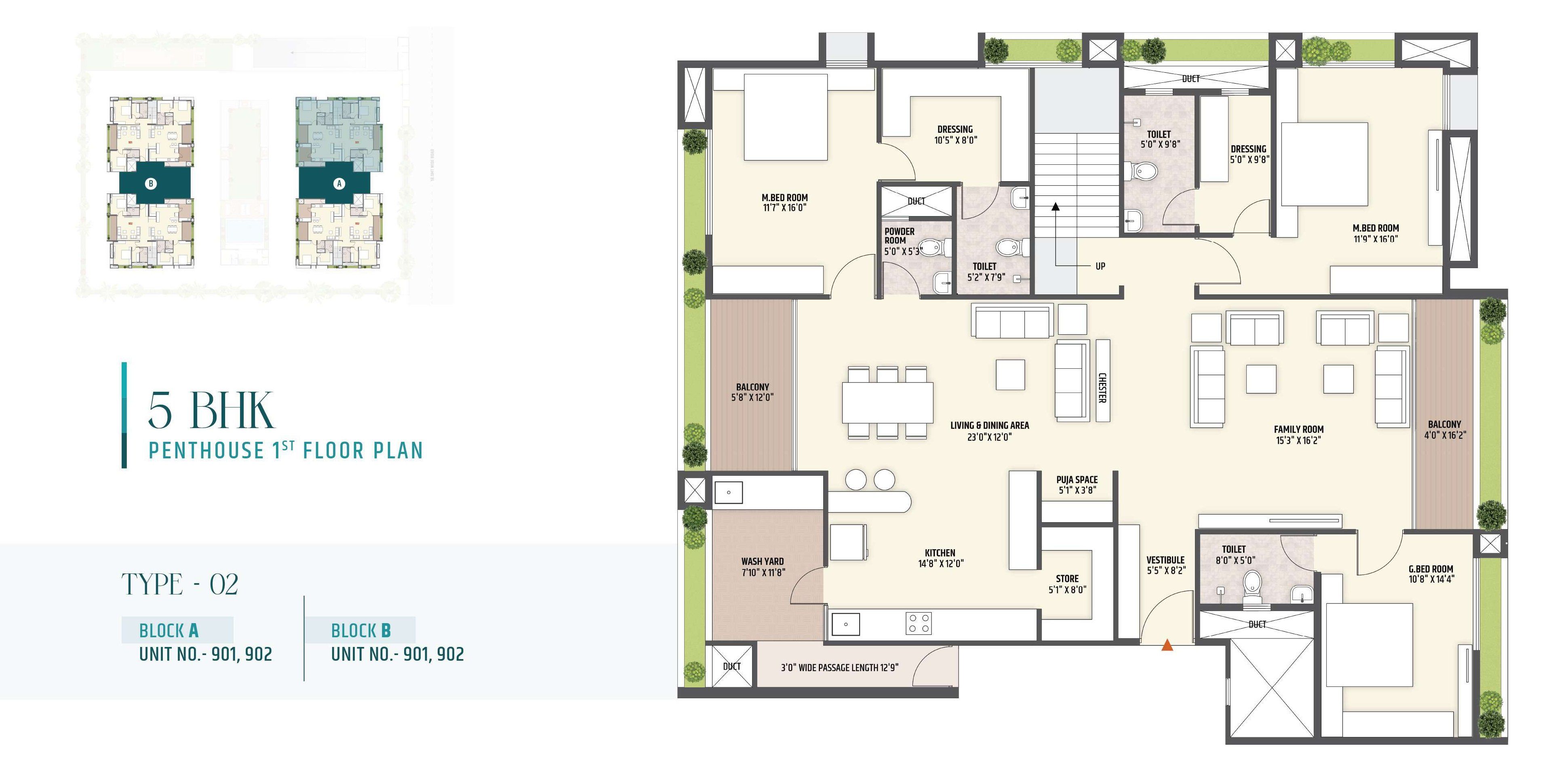 5 BHK Unit Plan