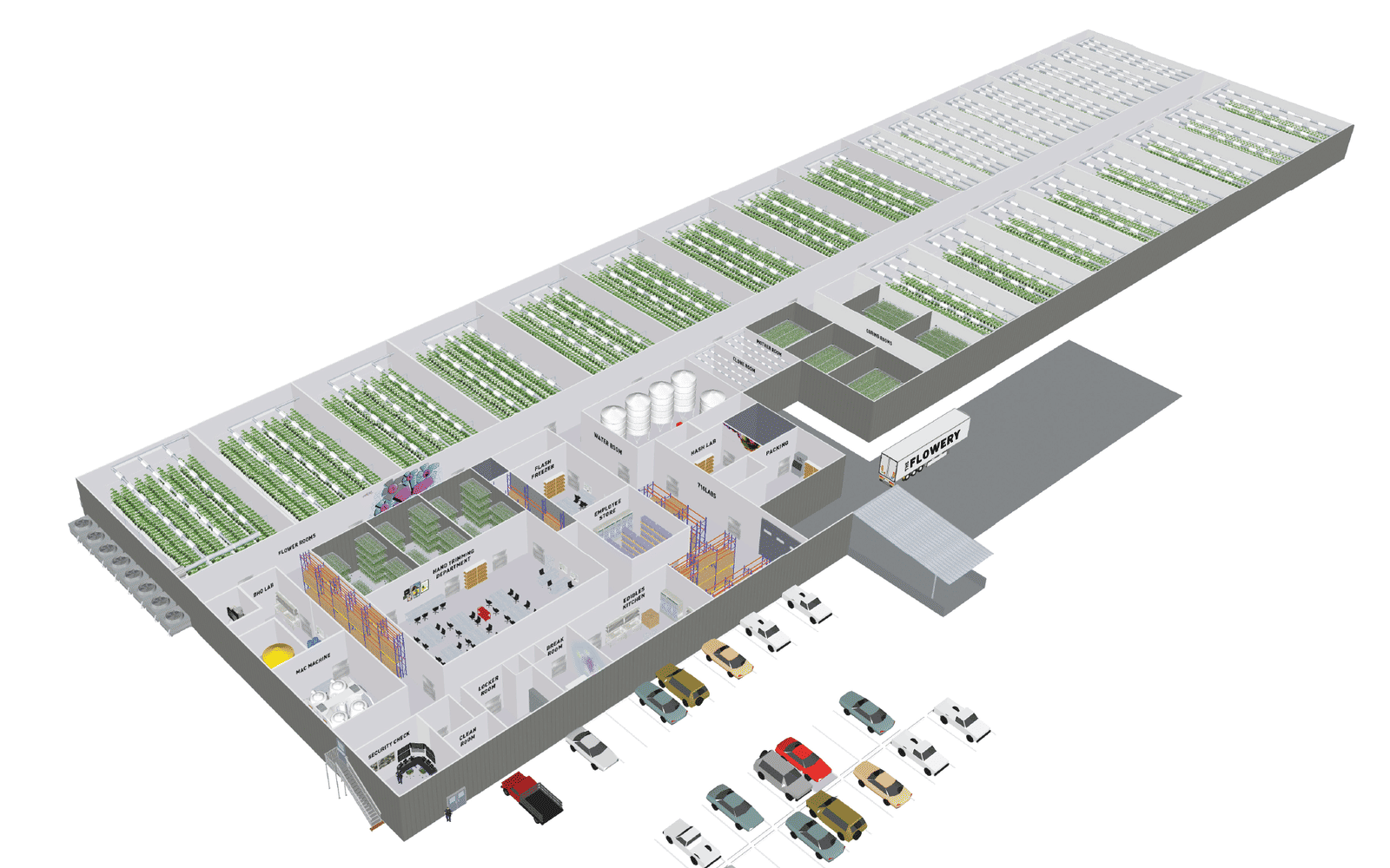 The Flowery facility map with room hotspots