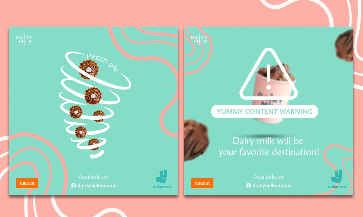 تصاميم سوشيال ميديا لكافيه ومطعم Dairy Milk في الكويت.