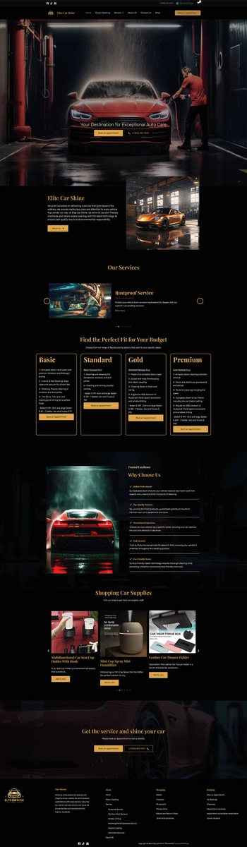 Elite car shine - web design - ecommerce