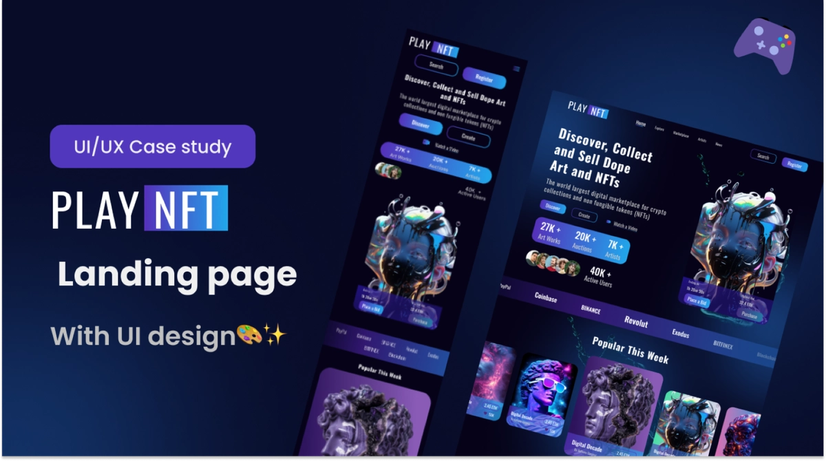 PLAY NFT – تصميم UI/UX لمنصة تداول الفن الرقمي