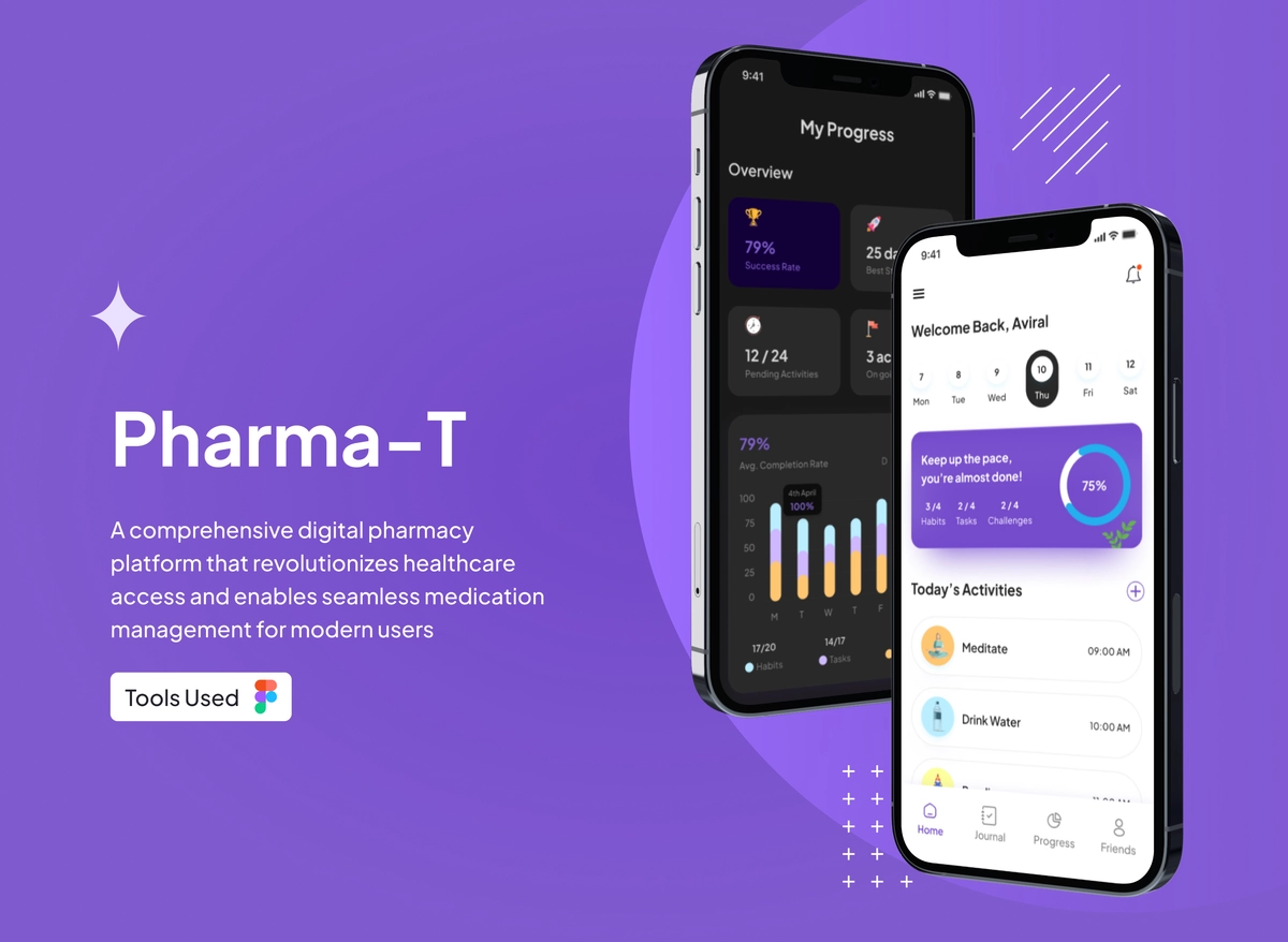Pharma-T – تصميم UI/UX لتطبيق موبايل صيدلية رقمية