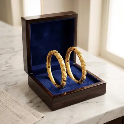 Traditional Gold-Plated Twisted Ruli Bala (Kada) Bangles (Without Mukh)