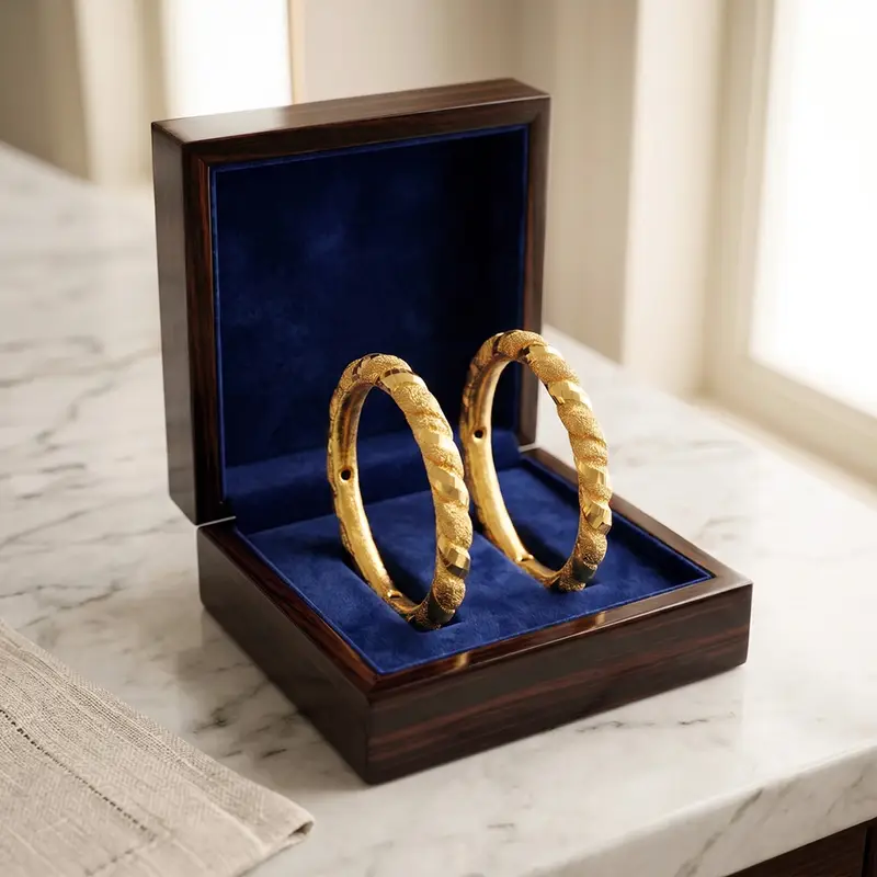 Traditional Gold-Plated Twisted Ruli Bala (Kada) Bangles (Without Mukh) - Bangle in Copper material with 24K Gold Plated plating
