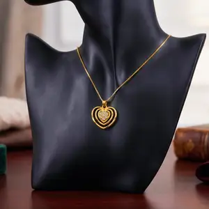 Radiant AD Stone Romantic Heart Shape Gold-Plated Necklace thumbnail 1