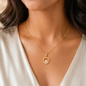 Luminous Halo AD Stone Cluster Gold-Plated Necklace thumbnail 1