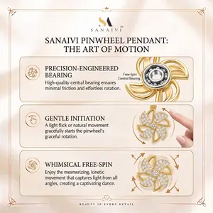 Anti-Tarnish Gold Plated Spinning Windmill Pendant Necklace for Daily Use thumbnail 3
