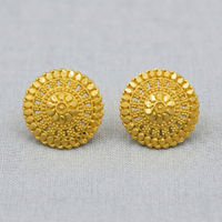 Gold-Plated Round Floral Stud Earrings thumbnail 2