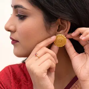 Gold-Plated Mandala Filigree Stud Earrings thumbnail 2