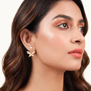 Elegant Pearl and Enamel Butterfly Stud Earrings thumbnail 2