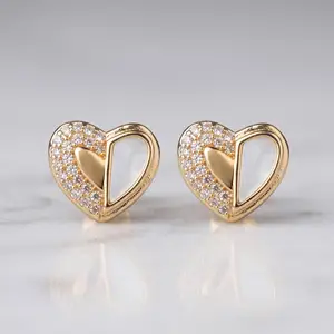 Romantic Gold-Plated Half-Shell Heart Earrings thumbnail 1