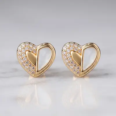 Romantic Gold-Plated Half-Shell Heart Earrings