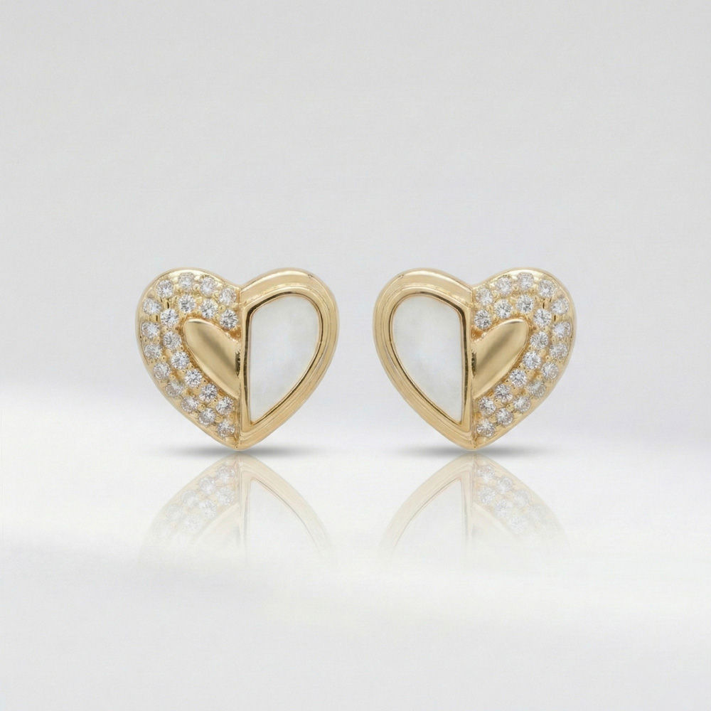 Romantic Gold-Plated Half-Shell Heart Earrings - Earring in copper material with 24K Gold Plated plating