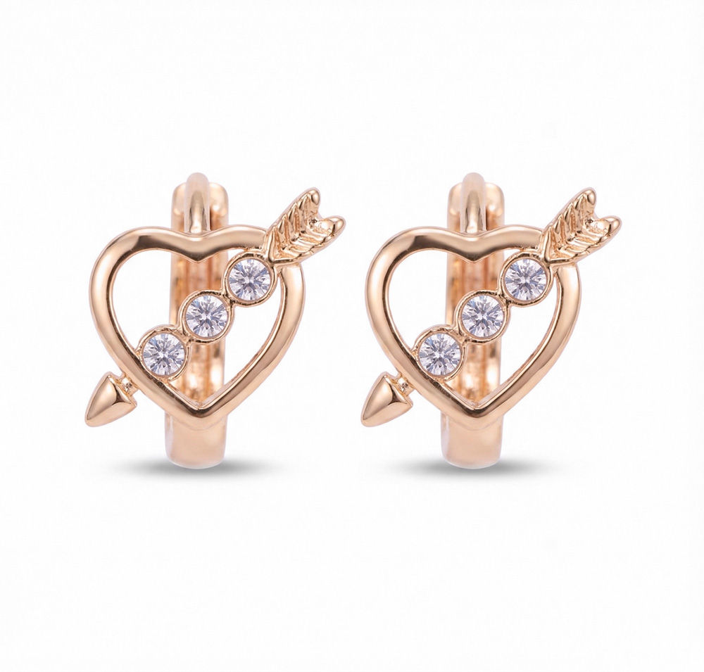 Romantic Cupid's Arrow AD Hoop Earrings - Earring in copper material with 24K Gold Plated plating