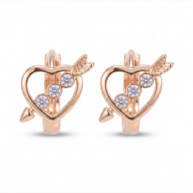 Romantic Cupid's Arrow AD Hoop Earrings - Earring in copper material with 24K Gold Plated plating