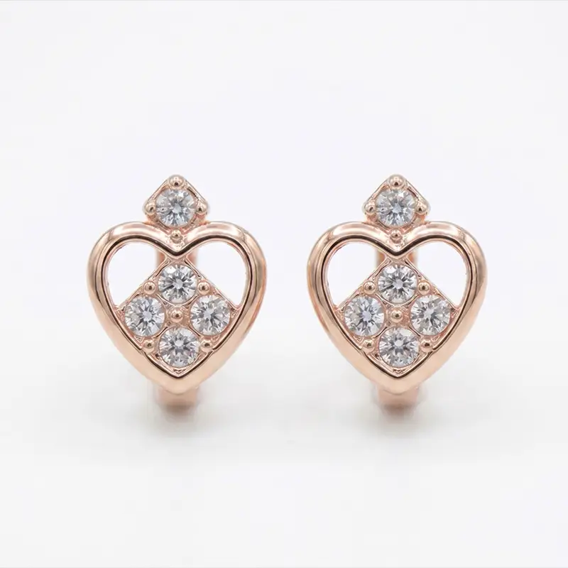 Elegant Diamond Pattern Rose-Gold Huggies - View 1