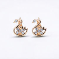 Elegant Crystal Swan Motif Rose-Gold Huggies thumbnail 1
