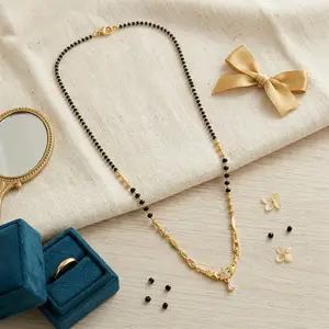 Delicate Floral Drop Gold-Plated Mangalsutra thumbnail 1