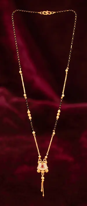 Traditional Ruby-Accent High-Polished Gold-Plated Mangalsutra thumbnail 1