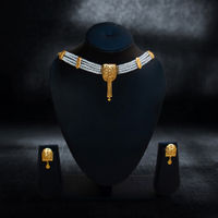 Multi-Strand Pearl Choker with Gold-Plated Tassel Centerpiece thumbnail 1