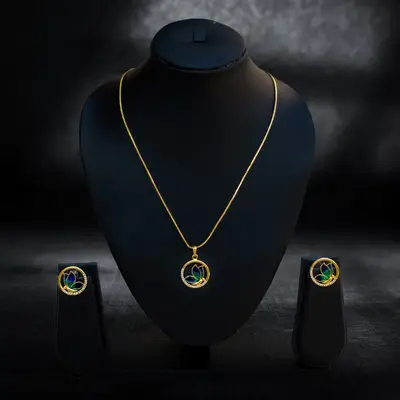 Gold-Plated Chain with Enamel Butterfly Motif Pendant